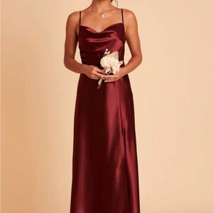 Birdy Grey Lisa Bridesmaid Dress in Satin - Cabernet